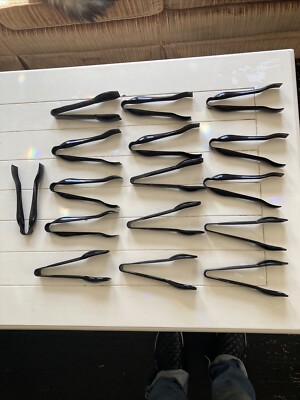 Black Food Service Tongs 6.5  Lot of 16 Medium Plastic - Catering Church Buffet