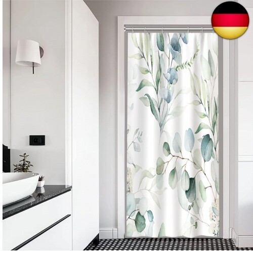 Duschvorhang Schmal Grün, Uiiooazy Duschvorhang Eukalyptus Blätter Aquarell B - Bild 2 von 7