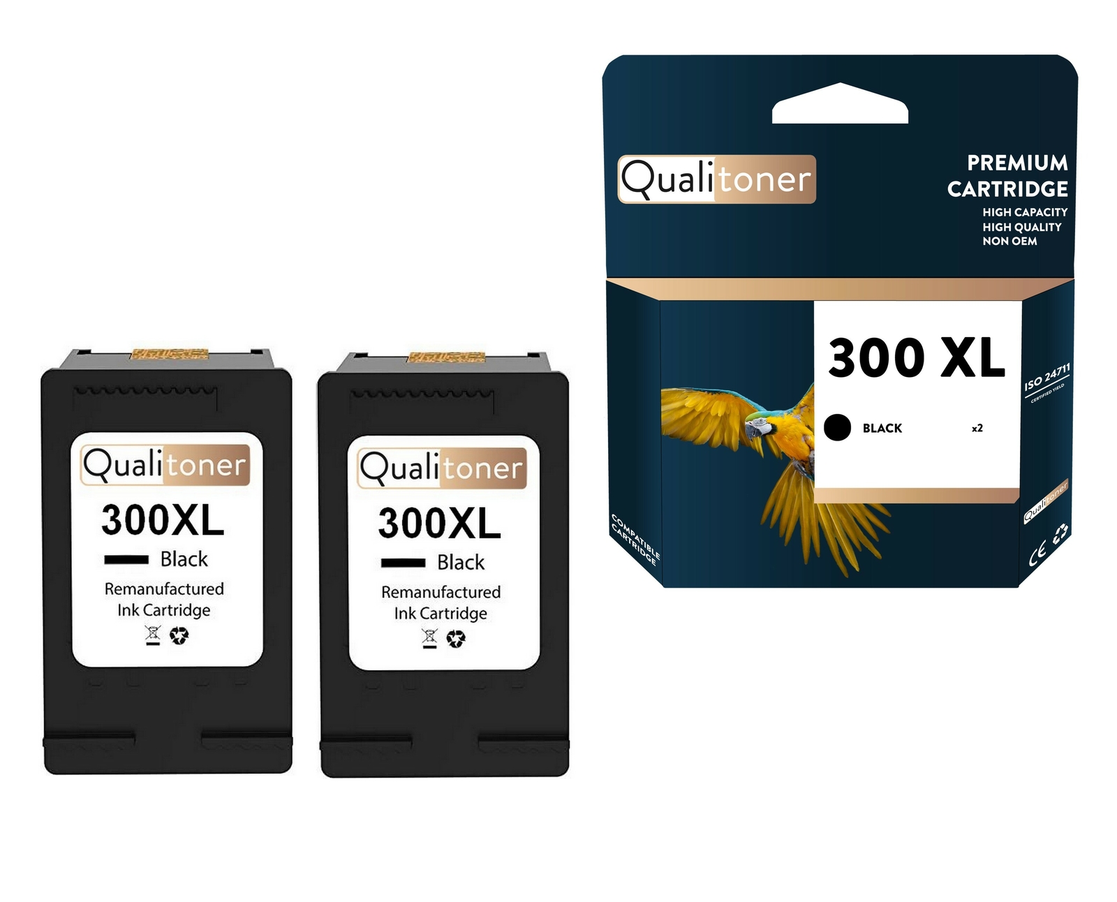 Cartouche pour HP 300XL compatible Noir lot de 2 encre de remplacement pour imprimante Envy