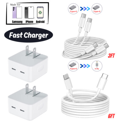PD 35W Power Block USB-C Fast Charger Type-C Cable For iPhone Samsung Android