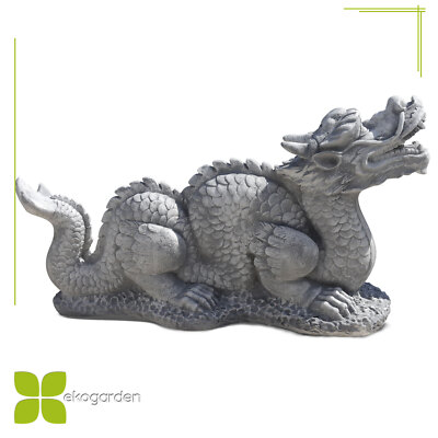 Chinese Dragon Steinfigur Long Drache Steinguss Dekoration Gartenfigur 74cm