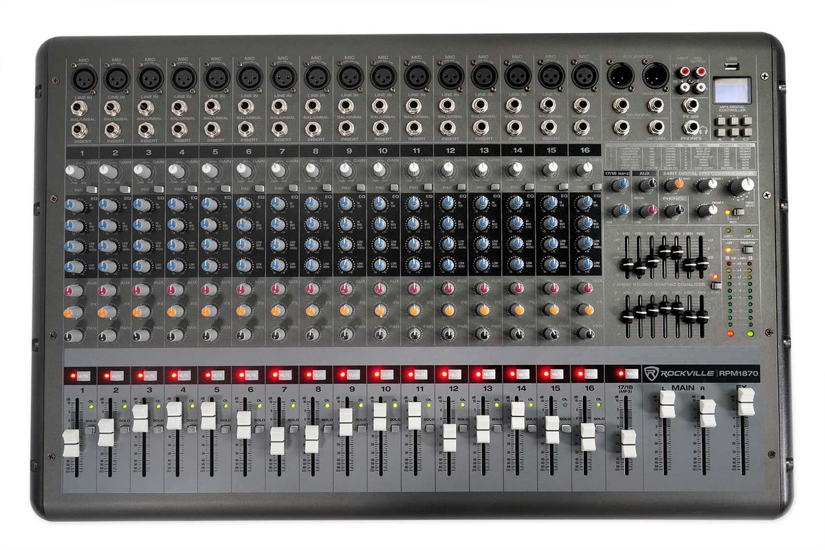 Rockville RPM1870 18 Channel 6000w Powered Mixer w/USB, Effects/16