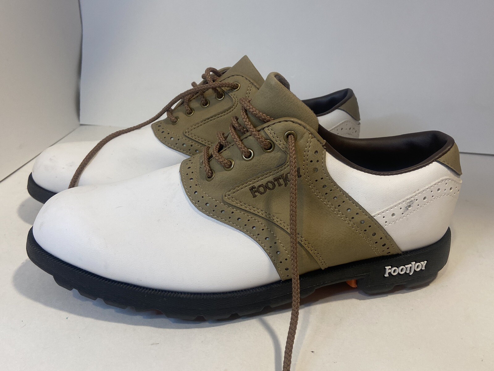 FootJoy GreenJoys White & Tan Golf Shoes Size 8.5 (45446) eBay