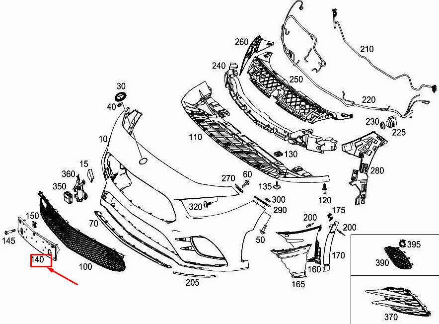 MERCEDES-BENZ A W177 Nummernschildhalter für die vordere Stoßstange A1778804101