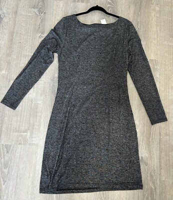 NWT Ann Taylor Loft Sweater Dress Womens Size Large Gray And Black