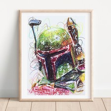 Boba Fett Ballpoint Pen Print, Star Wars Art Poster