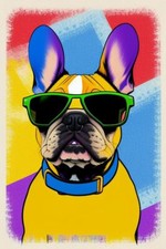 Cool Bulldog francese con occhiali da sole foto pop art stampa foto
