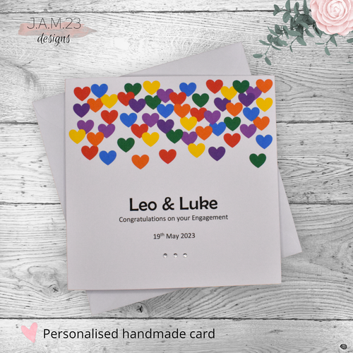 Personalised Engagement Card LGBT Gay Lesbian Same Sex Couple - Picture 2 of 10