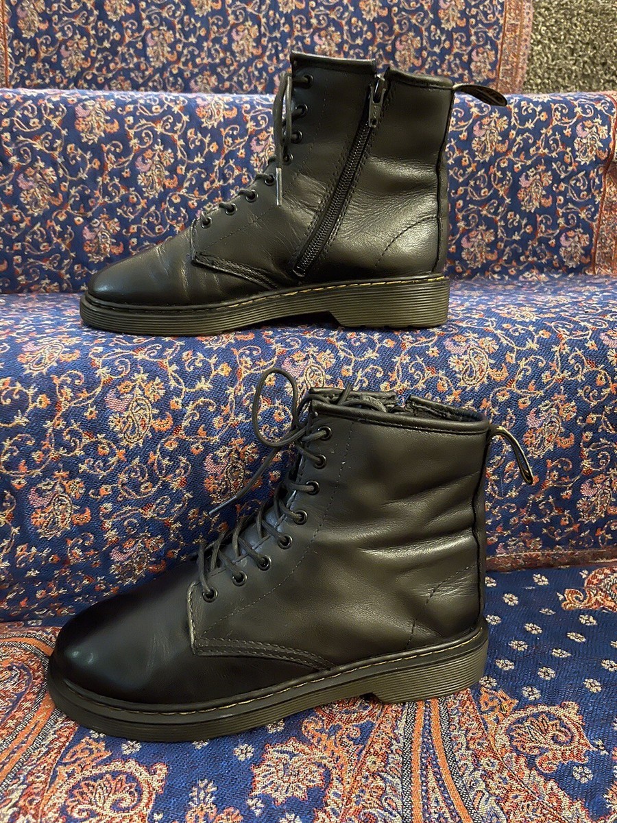 DOC MARTENS Black Side Zip Leather Boots Mens Sz4 Women's Sz6