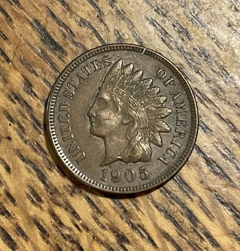 1905 Indian Head Cent Almost Uncirculated AU Coin - 4 Full Diamonds #2