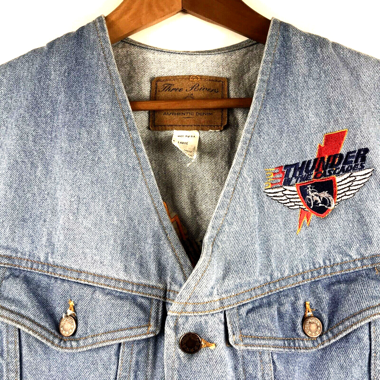 3 Rivers Vest Mens Sz Large Thunder In The Cascades Motorcycle Event Denim