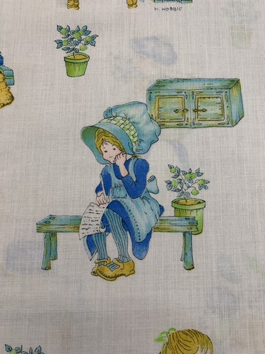 Vintage Holly Hobbie Fabric Birthday Party Balloons Neon Green Blue Half Yard - Picture 11 of 13