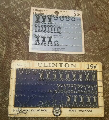 Vintage Clinton Haken Augenschlaufen 2 Karten teilweise gebraucht - Bild 1 von 1