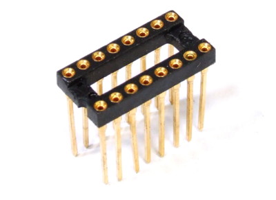 DIP-16-Pin IC Precision Socket Turned Pin Gold / Präzisions-Sockel PCB 2.54mm