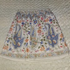 VTG Talbots Floral Paisley Pattern Skirt Ivory Blue Green Pink Lined Womens Sz 8