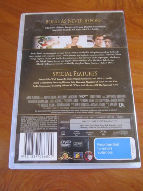DVD  LICENCE TO KILL  007 JAMES BOND   GREAT  ** MUST SEE **** - Image 2 of 2
