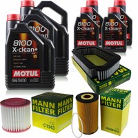 MANN-FILTER Inspektionspaket 14L Motul 8100 X-Clean+ 5W-30 FüR Audi A8 6.0 W12