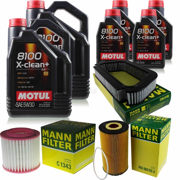 MANN-FILTER Inspektionspaket 14L Motul 8100 X-Clean+ 5W-30 FüR Audi A8 6.0 W12-image