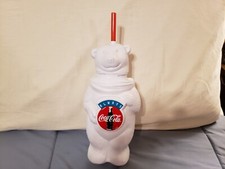 Vintage Coca Cola Plastic Bear with Drinking Straw, Always Coca-Cola Logo