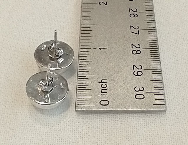 925 Button Domed Stud Earrings (E345) - image 2