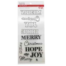 Christmas Phrase Clear Stamp  Die Set by Recollections  Christmas 672656 New