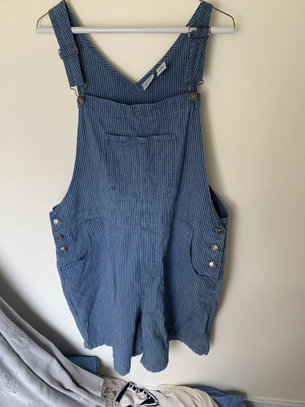 Vintage Classic Element Striped Bib Overalls XL Blue Railroad Striped