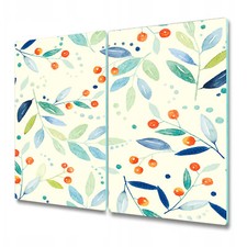 Tempered Glass Worktop Saver Mountain Ash Floral Watercolour 2x30x52