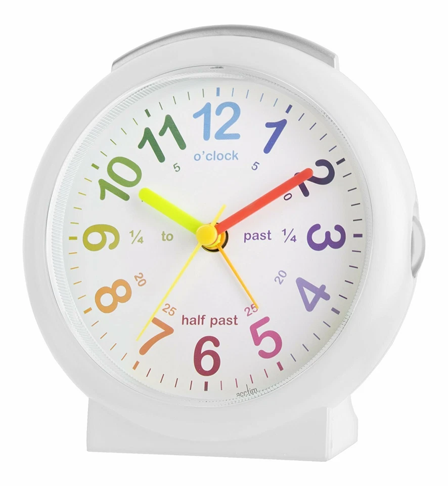 Acctim Non-Ticking Alarm Clock, Lulu 2 Kids Time Teach, White, 15212
