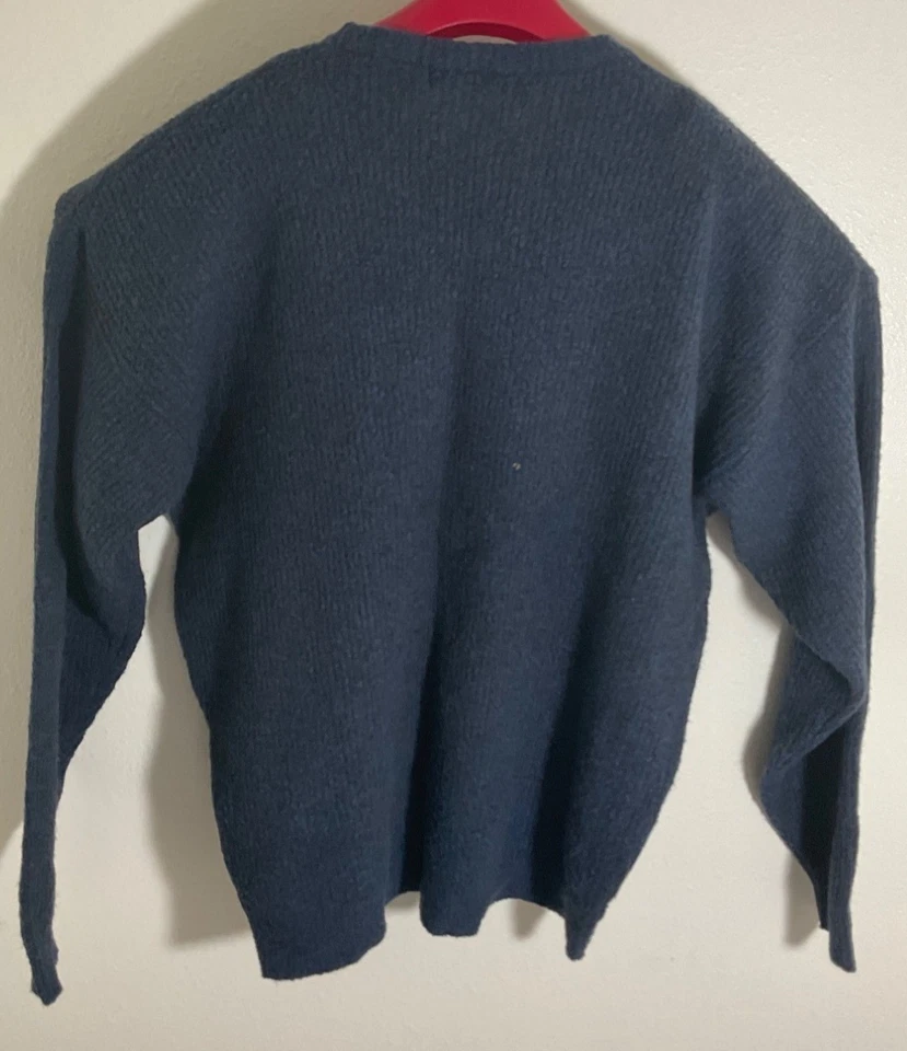 Винтажный структуры Le Collezioni мужской синий текстурированный свитер размер L акрил/шерсть B - Изображение 3 из 4