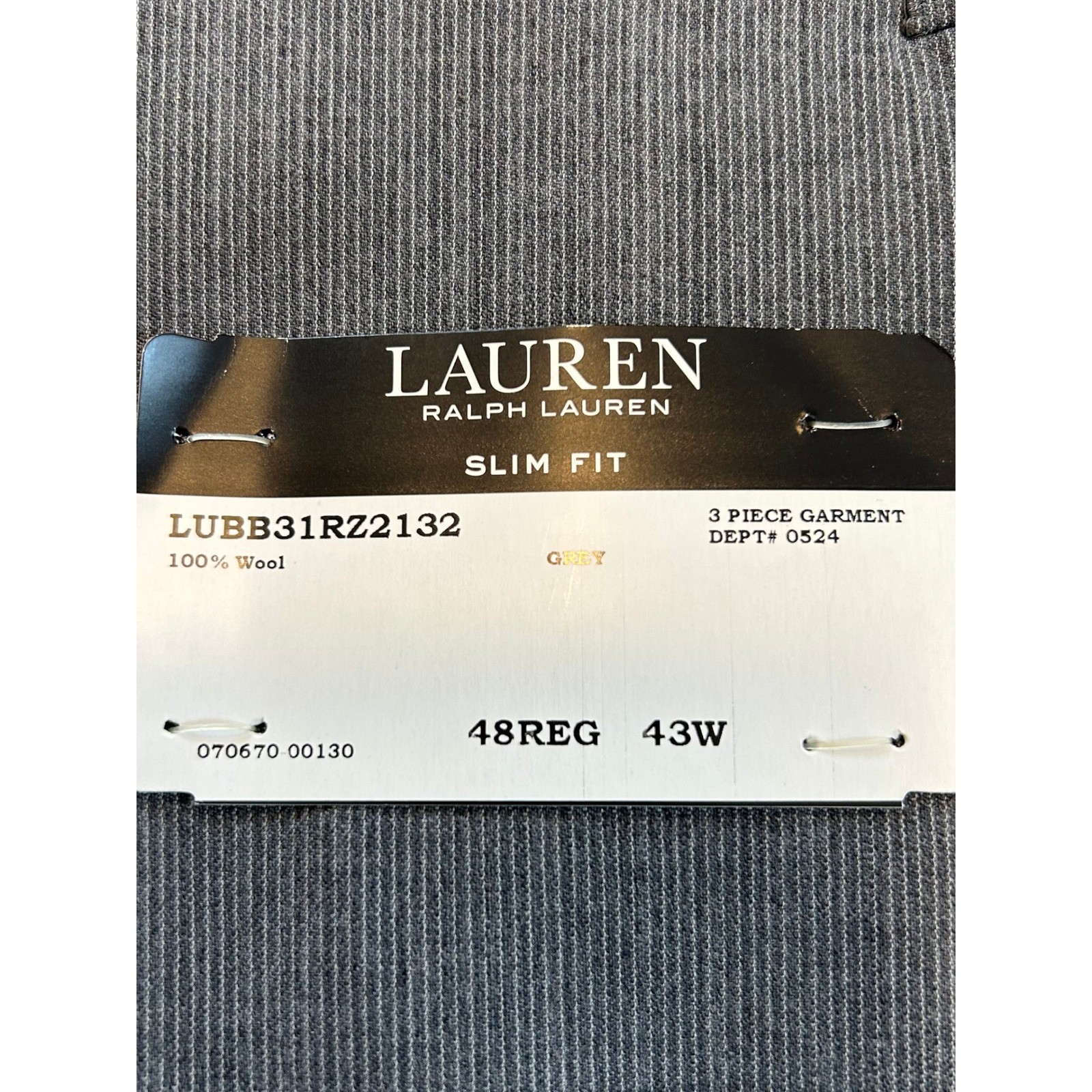 NWT Lauren Ralph Lauren Mens Grey Pinstripe Wool Slim Fit Waistcoat Vest 48REG thumbnail 2