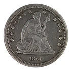 New Listing1861 Seated Liberty Quarter Fine Condition