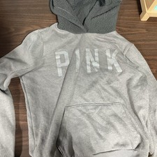 PINK Victoria's Secret Pullover Hooded Hoodie Sweatshirt Gray Women  s Size Small