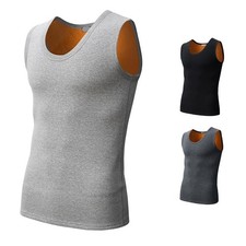 Mens Autumn Winter Slim Warm Vest Thick Seamless Round Neck Casual Tops
