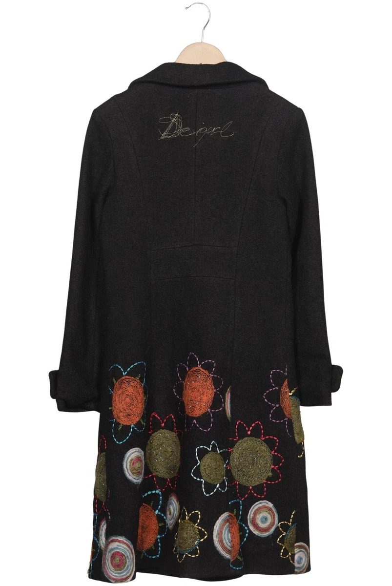 Desigual Mantel Damen Jacke Parka Gr. 42 Wolle Schwarz #93ys1o9