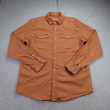 Poncho Shirt Mens XL Burnt Orange Slim Fit Western Pearl Snap Performance Denim