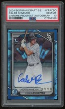 CALEB BONEMER 2024 BOWMAN DRAFT CHROME SAPPHIRE #CPA-CBO AUTO 021/199 PSA 10