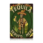 Vintage Tequila Metal Tin Sign Skeleton Bar Decor Mexican Pub Wall Art Gift