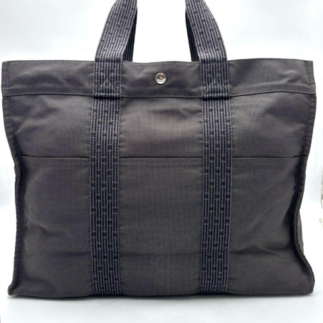 Hermes Herline GM Tote Bag Gray Canvas 14