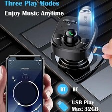 Car Wireless Bluetooth5.0 FM Transmitter MP3 Player Charger Adapter USB E9Y5