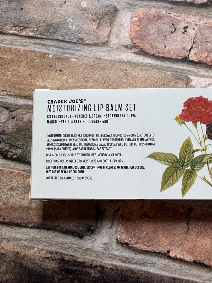 Juego de bálsamo labial hidratante Trader Joe's 6 sabores surtidos en caja regalo limitado NUEVO Foto 2 de 3