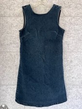 ASOS Dark Stretch Wash Blue Denim Mini Jumper Dress V Back US 4 UK 8