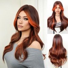 Women Brown Base with Flame Orange Balayage H...