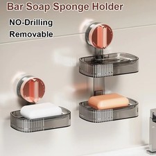 Suction Cup Soap Dish Holder NO-Drilling Soap Storage Rack  For Bathroom Shower