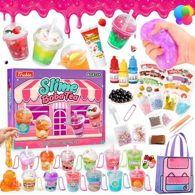 DIY Slime Set Kinder Bubble Tea Schleim Basteln 46 Charms Geschenk Mädchen 500ml