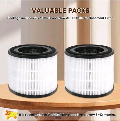 2 Pack AP-S0610L Replacement Filter Compatible with MOOKA AP-S0610L Air Puri-...
