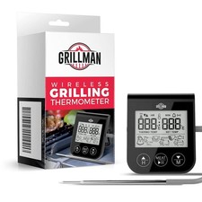 Grillman Digital Meat Thermometer with Leave-in Stainless Steel Probe and Tim...