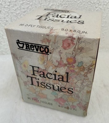 Vintage Facial Tissues REVCO Drug Store 2-ply Floral Box SEALED 1980 s - 1990 s