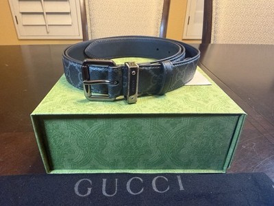 New Authentic Gucci GG Supreme Logo Belt Black Size 46 / 115 cm Waist 42 - 46