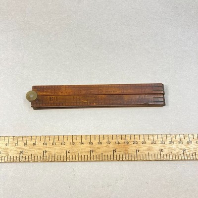 Vintage Lufkin Folding Rule 2 Ft. Four Fold Unbound Wood & Brass #651 USA