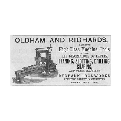 OLDHAM & RICHARDS Redbank Ironworks Manchester Antique Engineering Advert 1875